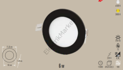 Cata CT-5125 6400K Beyaz 6W Siyah Kasa Yuvarlak Slim Led Panel