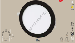 Cata CT-5129 6500K Beyaz 18W Siyah Kasa Yuvarlak Slim Led Panel