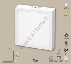 Cata CT-5272 25W 6400K Beyaz Kare Alüminyum Sıva Üstü Led Panel