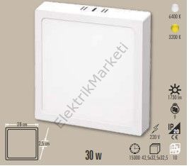 Cata CT-5274 6400K Beyaz 30W Alüminyum Kasa Kare Sıva Üstü Led Panel