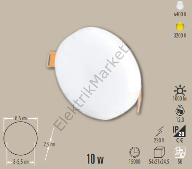 Cata CT-5660 10W 6400K Beyaz X Plus Led Panel