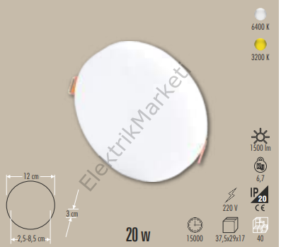 Cata CT-5661 20W 6400K Beyaz X Plus Led Panel